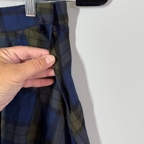 H&M Womens Plaid Pleated Mini Skirt Size 6 Blue/Green Dark Academia Grunge Punk - Picture 5 of 7